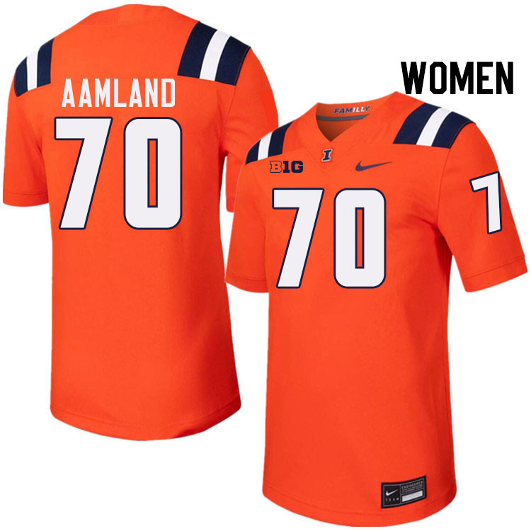 Women #70 Zach Aamland Illinois Fighting Illini College Football Jerseys Stitched-Orange